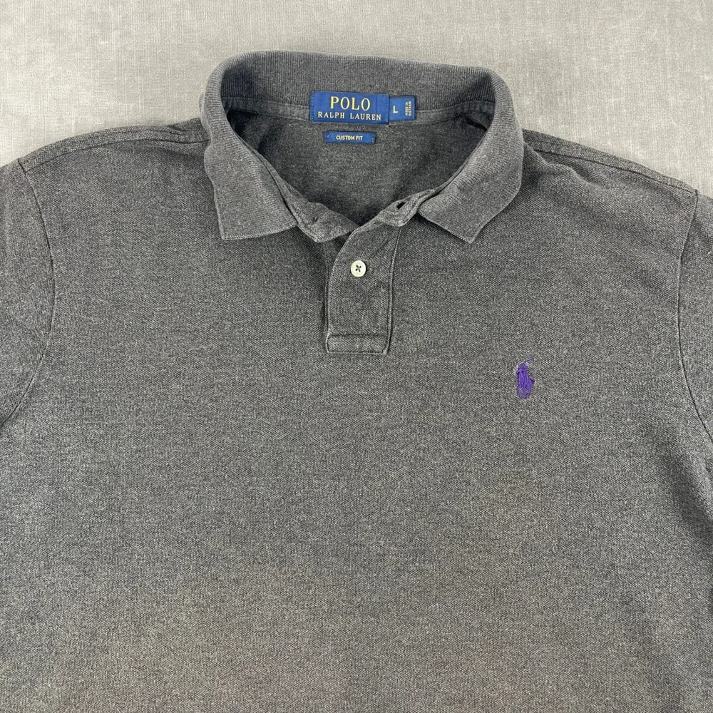 Polo Ralph Lauren Mens L Gray Polo Shirt Custom Fit Short Sleeve Pony Logo